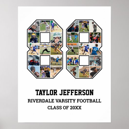 プレイヤー番号88シニアスポーツチーム写真コラージュ ポスター (正面)