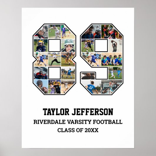 プレイヤー番号89シニアスポーツチーム写真コラージュ ポスター (正面)