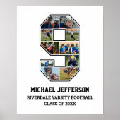 プレイヤー番号9シニアスポーツチーム写真コラージュ ポスター (正面)