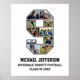 プレイヤー番号9シニアスポーツチーム写真コラージュ ポスター