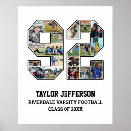 プレイヤー番号92シニアスポーツチーム写真コラージュ ポスター