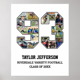 プレイヤー番号93シニアスポーツチーム写真コラージュ ポスター