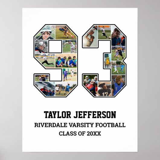 プレイヤー番号93シニアスポーツチーム写真コラージュ ポスター (正面)