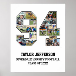 プレイヤー番号94シニアスポーツチーム写真コラージュ ポスター