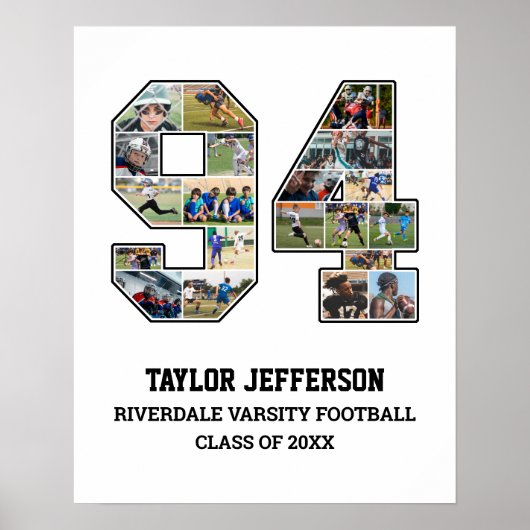 プレイヤー番号94シニアスポーツチーム写真コラージュ ポスター (正面)