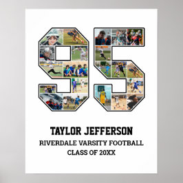 プレイヤー番号95シニアスポーツチーム写真コラージュ ポスター