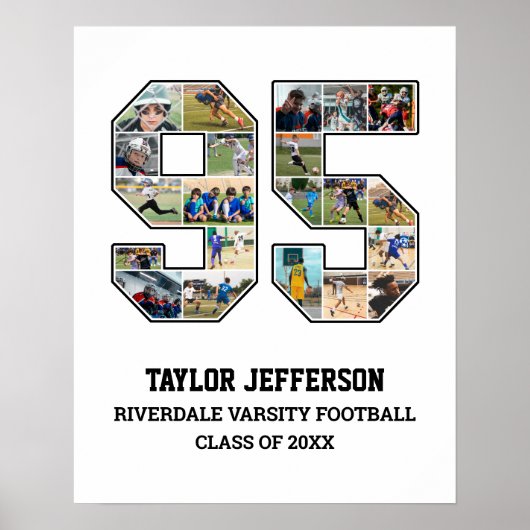 プレイヤー番号95シニアスポーツチーム写真コラージュ ポスター (正面)