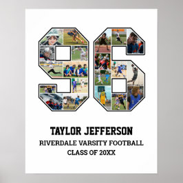 プレイヤー番号96シニアスポーツチーム写真コラージュ ポスター