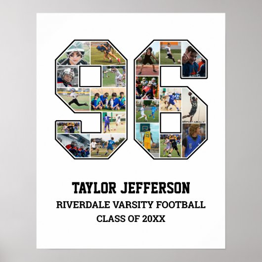 プレイヤー番号96シニアスポーツチーム写真コラージュ ポスター (正面)