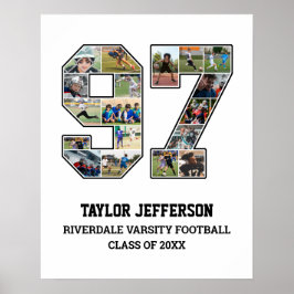 プレイヤー番号97シニアスポーツチーム写真コラージュ ポスター
