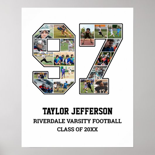 プレイヤー番号97シニアスポーツチーム写真コラージュ ポスター (正面)
