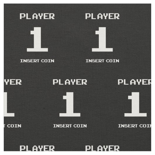 プレイヤー1ゲーマーデザイン ファブリック (クローズアップ)