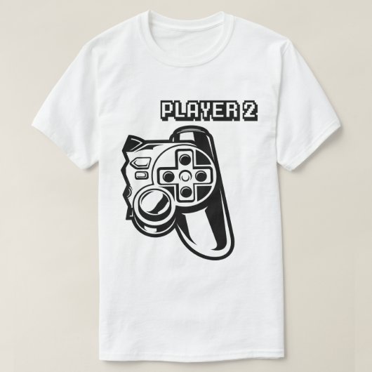 プレイヤー1プレイヤー2ゲーマーカップル Tシャツ (デザイン正面)