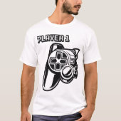 プレイヤー1プレイヤー2ゲーマーカップル Tシャツ (正面)