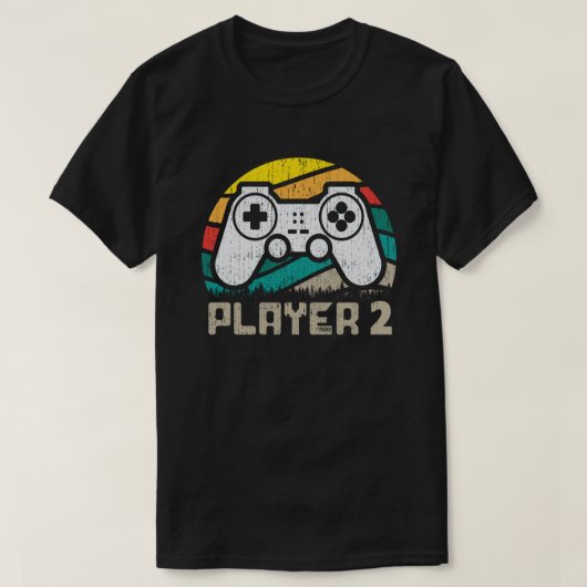 プレイヤー1プレイヤー2マッチングゲーマーカップル Tシャツ (デザイン正面)
