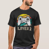 プレイヤー1プレイヤー2マッチングゲーマーカップル Tシャツ (正面)