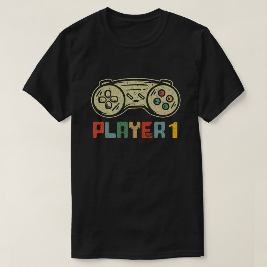 プレイヤー1プレイヤー2マッチングゲーマーカップル Tシャツ (デザイン正面)