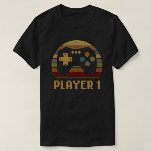 プレイヤー1プレイヤー2マッチングゲーマーカップル Tシャツ (デザイン正面)