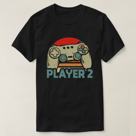 プレイヤー1プレイヤー2マッチングゲーマーカップル Tシャツ (デザイン正面)