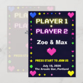 プレイヤー1 プレイヤー2 レトロゲーム ウェディングインビテーション 招待状 (正面/裏面)