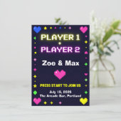 プレイヤー1 プレイヤー2 レトロゲーム ウェディングインビテーション 招待状 (スタンド正面)