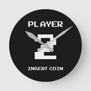 プレイヤー2ゲーマーデザイン ラウンド壁時計