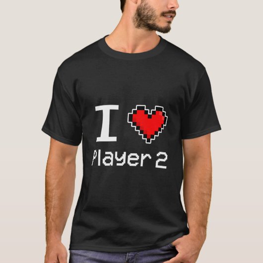 プレイヤー2大好き ピクセル彼ゲーマー Tシャツ (正面)