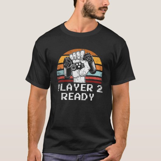 プレイヤー2準備完了ゲーマーヴィンテージ Tシャツ (正面)