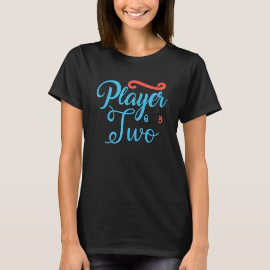 プレイヤー2 コンソール ブルー ゲーマーTシャツ Tシャツ (正面)