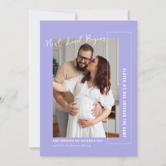 プレイヤー3 | ビデオゲームをテーマにした写真妊娠 案内状 (正面)