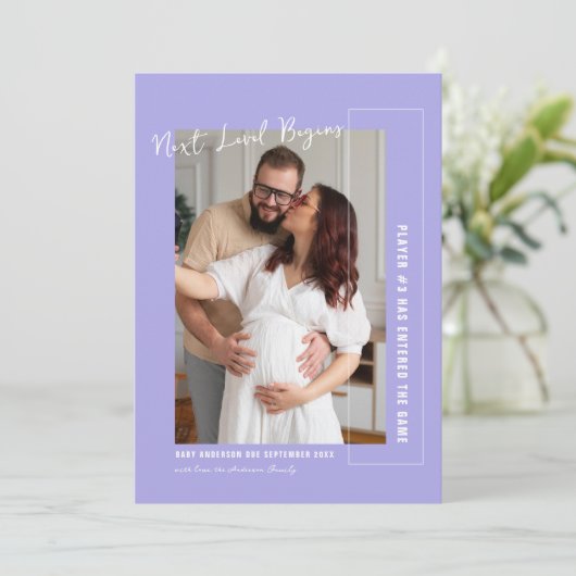 プレイヤー3 | ビデオゲームをテーマにした写真妊娠 案内状 (スタンド正面)