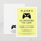 プレイヤー3 ビデオゲーム ベイビー カップル シャワー 招待状 (正面/裏面)