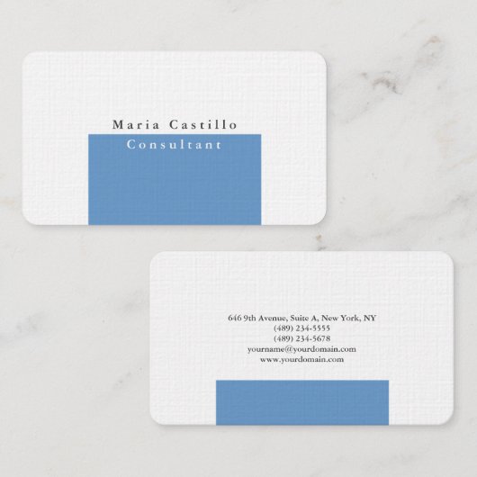 プレインエレガントブルーグレーホワイトミニマルデザイン 名刺 (正面/裏面)