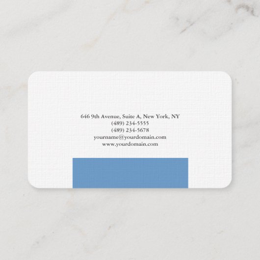 プレインエレガントブルーグレーホワイトミニマルデザイン 名刺 (裏面)