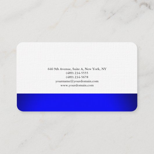 プレインエレガントブルーホワイトミニマルデザイン 名刺 (裏面)