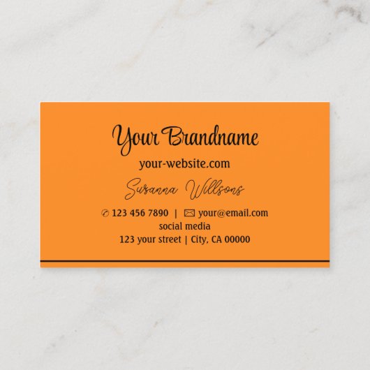 プレインオレンジブラックストライププロフェッショナルスタイリッシュ 名刺 (裏面)