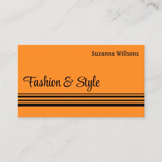プレインオレンジブラックストライププロフェッショナルスタイリッシュ 名刺 (正面)