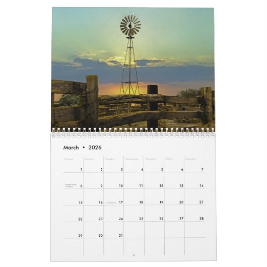 プレインズカレンダーの風車センティネル カレンダー (3月 2026)