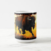プレインズバッファロー走 – アメリカのバッファローのアートワーク コーヒーマグカップ (中央)