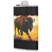 プレインズバッファロー走 – アメリカのバッファローのアートワーク フラスク (左)