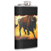 プレインズバッファロー走 – アメリカのバッファローのアートワーク フラスク (右)