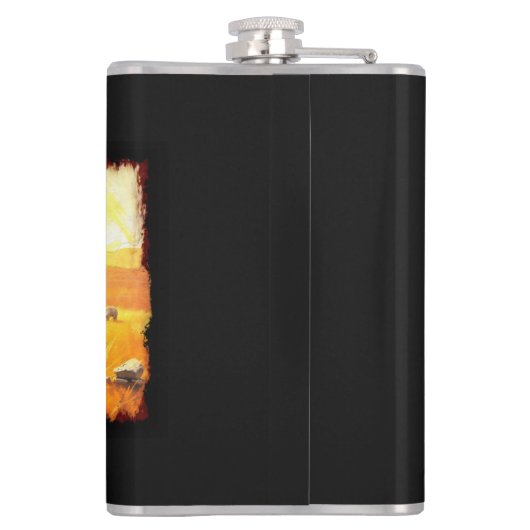 プレインズバッファロー走 – アメリカのバッファローのアートワーク フラスク (裏面)