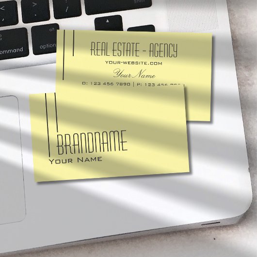 プレインパステルイエローモダンシンプルプロフェッショナル 名刺