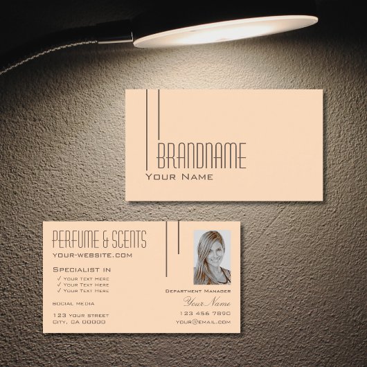 プレインパステルピーチフォトプロフェッショナル モダン 名刺