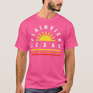 プレインビューテキサス州レトロヴィンテージストライプサンセット Tシャツ