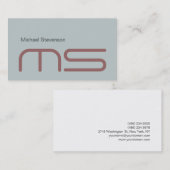プレインブルーモダンモノグラム名刺 名刺 (正面/裏面)