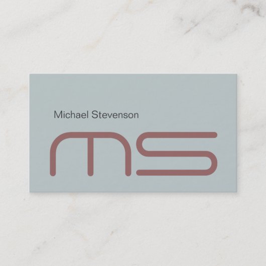 プレインブルーモダンモノグラム名刺 名刺 (正面)