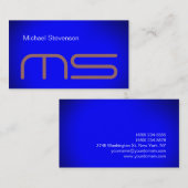 プレインブルーモダンモノグラム名刺 名刺 (正面/裏面)