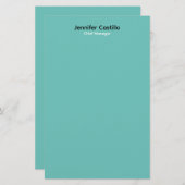 プレインブルー白黒ミニマルモダンリスト 便箋 (正面/裏面)