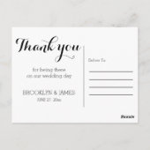プレインホワイト結婚の感謝はがき ポストカード (裏面)